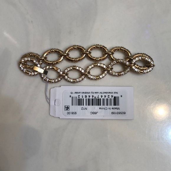 Lauren Ralph Lauren Gold Tone Pave Crystal Encrusted Oval Link Bracelet NWT - Picture 7 of 16